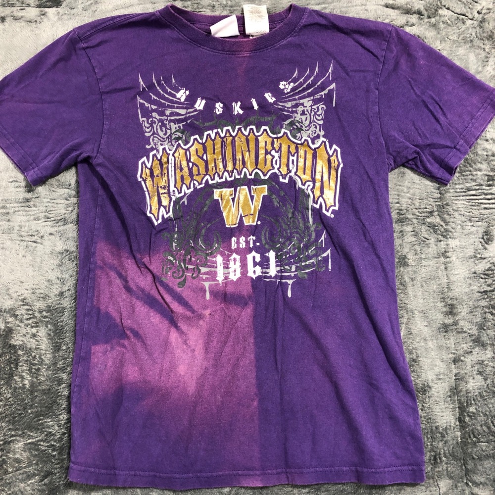 NCAA Outerstuff Washington Huskies‎ Shirt Kids XL Purple Graphic Tee Distressed